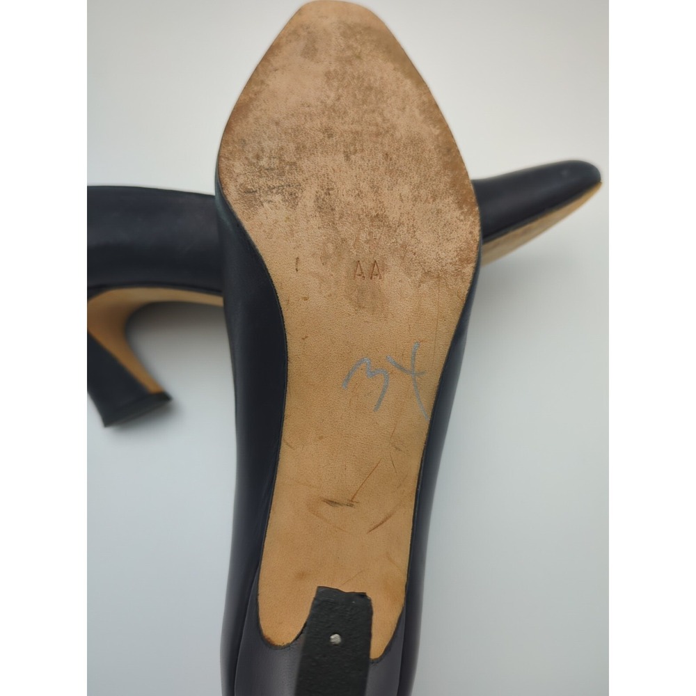 Vtg‎ Rosina Ferragamo Schiavone Block Heeled Pumps Navy Blue Leather Womens 7.5 - Picture 16 of 16